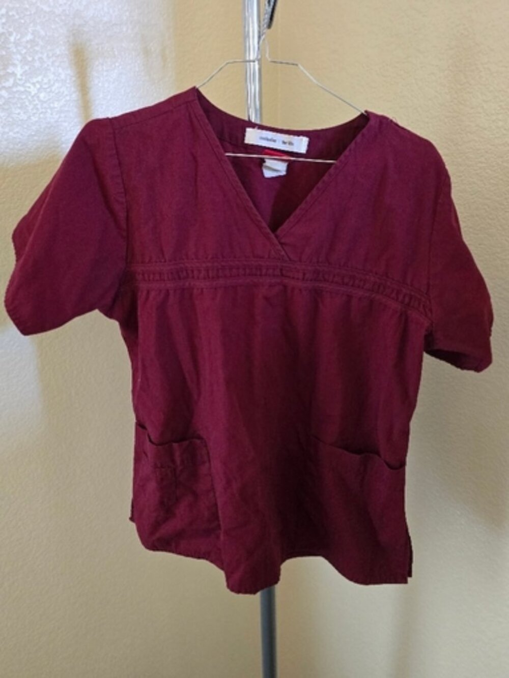 Dickies Burgundy Scrub Top With Pockets